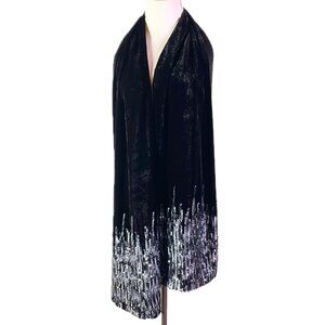 Boden Velvet Scarf Sequins Black 11x76"